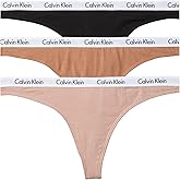 Calvin Klein womens Carousel Logo Cotton Stretch Thong Panties, Multipack