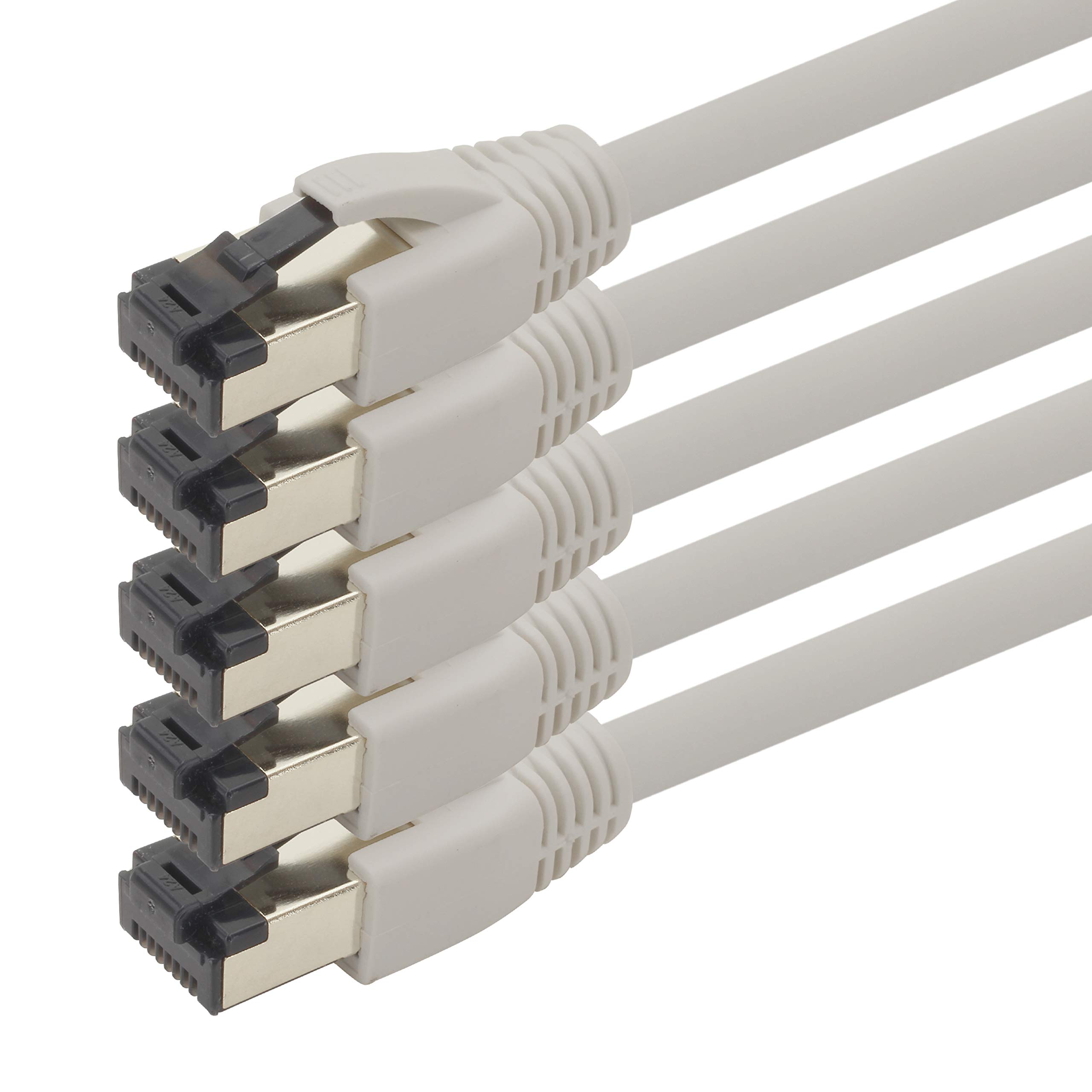 1aTTack.de 7.5 m Cat 8 network cable CAT8 cable gray - pack of 5 Cat.8 Lan 2000 MHz 40 Gbit s 40GBase-T Poe+ patch cable Ethernet cable LSZH - 5 x 7.5 meters gray