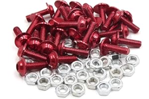 uxcell 30pcs M6 Red Aluminum Alloy Hex Socket Head Motorcycle Fairing Bolts Screws Nuts