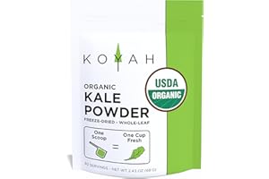 KOYAH - Organic USA Kale Powder (Equivalent to 30 Cups Fresh): Freeze-Dried, Whole-Leaf Powder