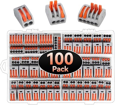 Preciva 100pcs Wire Connectors Lever Nut Assortment 2 3 5 Port Electrical Cable