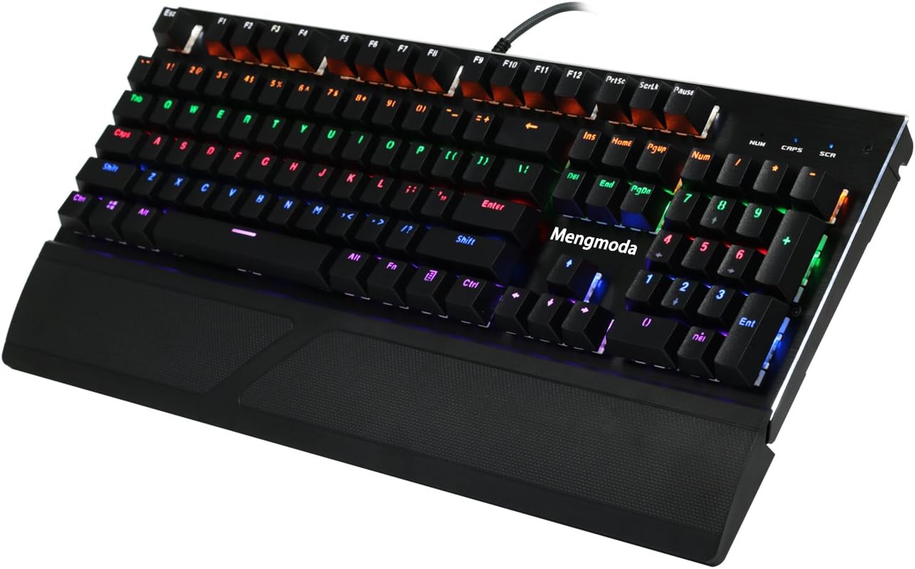 Click Mechanical Keyboard Mengmoda Gaming Wired Keyboard 6 Backlit Rainbow for Pro Gaming Overwatch,FPS,MMOs,RPGs,MOBA,RTS