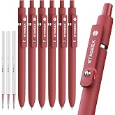 STAGEEK GX3 Red Gel Pens, 6 Pcs Quick Dry Smooth Writing Pen with 3 Refills | Red Ink Pens, 0.7mm Fine Point, Retractable, Office, School Supplies, Journaling &amp; Note Taking, for Nurses, Teachers
