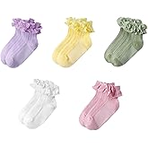 Gwenvenni Little Girls Toddler Kids Lace Ruffle Cute Frilly Cotton Socks