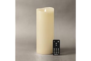 Softflame Flameless LED Candles with Remote Control, 4"x 10"Flickering 3D Moving Flame Battery Operated Candles in Real Wax Shell for Indoor Use, Home Decor Ivory