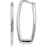 2.25mm Polished Rectangle Tube Hoop Earrings in Real 14k Gold
