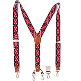 Prophet Clue PC Suspenders for Men Elastic Y Back 1.4 Inches Adjustable 4 to 3 Hooks for Wedding Dress Pants