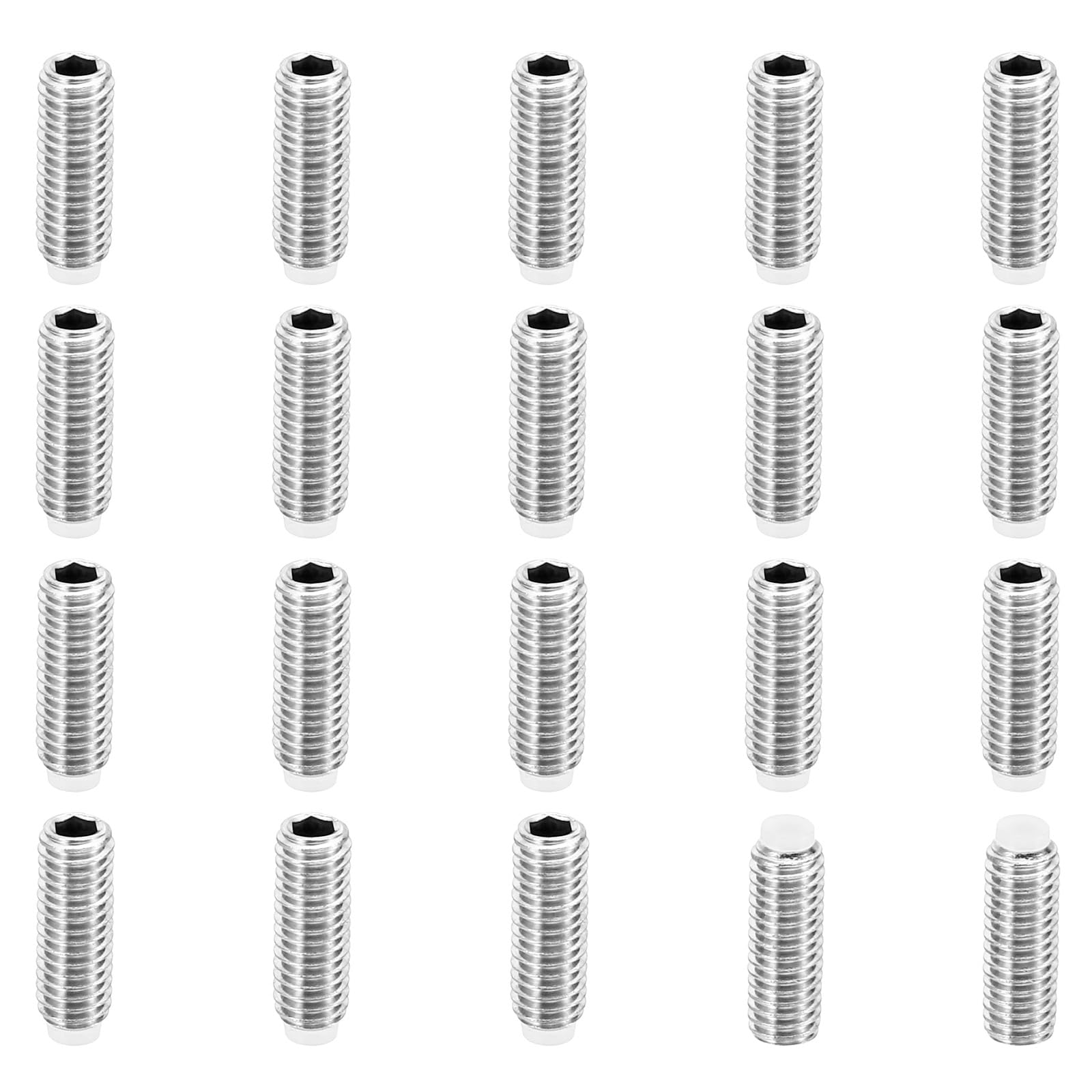 PATIKIL M5x14mm Nylon Tip Grub Screw, 20 Pack Metric Hex Socket Head Cup Point Anti Slip Set Screws Internal Hex Drive Hardware, 304 Stainless Steel