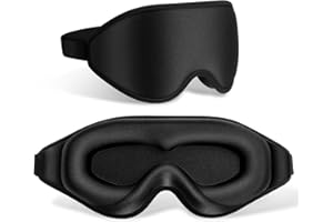 FlyCoco 99% Fully Block Out Light Eye Sleep Mask, 3D Deep Contoured Eyes Cover Zero Pressure, Long Lash Extension Eyes Mask with Adjustable Straps for Sleeping Travel Home Nap Rest Women Men (Black)
