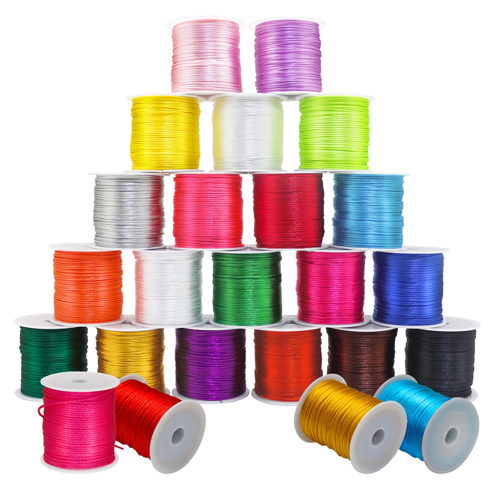 Photo 1 of ZhXu Shuo 20 Rolls 656 Yards 1mm Rattail Satin Nylon Trim Cord Silk Cord Beading String for Kumihimo, Braided Bracelets, Pendants Necklace, Macrame Craft, Keychains Lanyards, Jewelry Making
