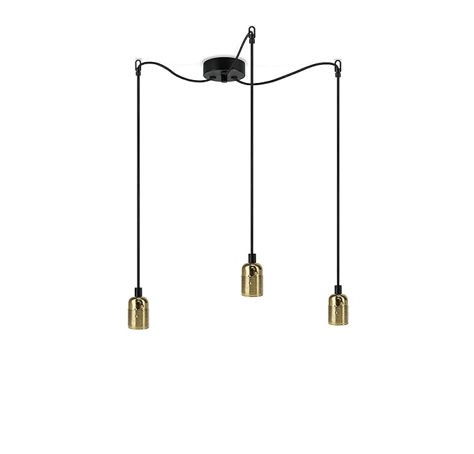 Bulb Attack Uno Basic S_3 New Deckenleuchten Metall E27, 60 W, messing glänzend/schwarznuss 158,5 x 3,3 x 158,5 cm