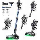 OUYFHK Cordless Vacuum Cleaner, 45000Pa/450W/50Mins Vacuum Cleaners for Home, 8-in-1 Stick Vacuum with LED Screen, Anti-Tangle, Lightweight Rechargeable Vacuum for Carpet Pet Hair Hardwood Floor Blue