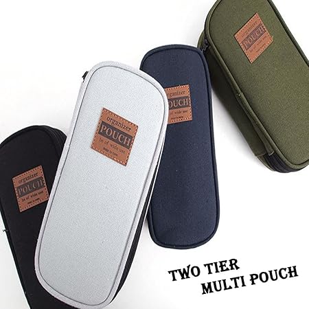 Amazon 2段 マルチポーチ 4色 ベーシック ペンシルポーチ Pencase キューブ シンプル ペンケース プレーン 化粧ポーチ かわいい 高校生 レディース 筆箱 ペンシルケース 女の子 男 小物入れ 誕生日 プレゼント オフィス用品 デスク収納 かばん 携帯 可愛い ファッション