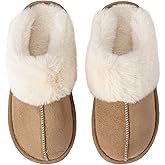 Enteer Womens Slipper Memory Foam Fluffy Soft Warm Slip On Anti-Skid House Slippers,Cozy Plush for Indoor Outdoor