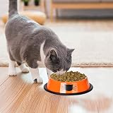Ctop 2 Piece Non-Slip Stainless Cat Bowl Set 400 ml Gray Orange view 2