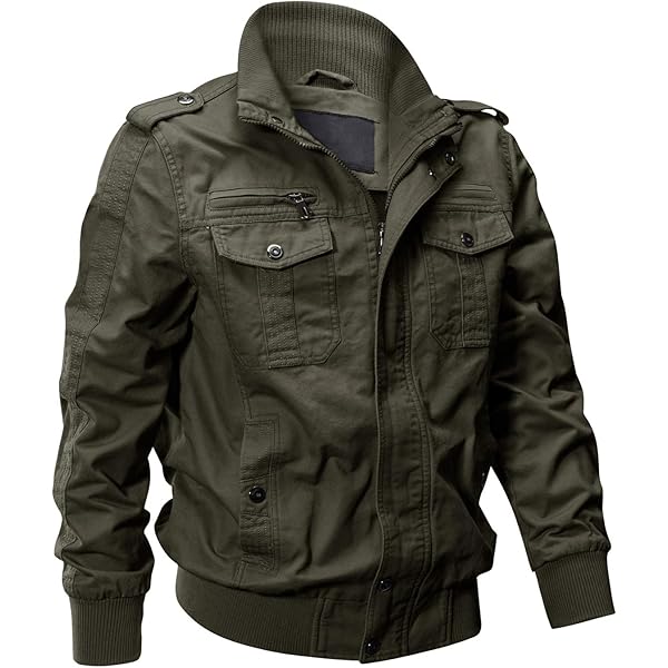 Mens Casual Military Jacket Tactical Solid Cotton Bomber