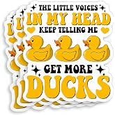 (3Pcs) Little Voices Get More Ducks Sticker Funny Rubber Duck Stickers Meme Vinyl Die-Cut Stickers for Hard Hat Water Bottle Laptop Tumbler Kindle Decor Gifts for Kids Boys Girls Adults 2 Inches