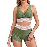 Century Star Women's Two Piece Swimsuit with Boy Shorts High Waisted Bikini Sets Sporty Swimming Suits Bathing Suit