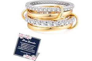 OOOPEL Gold Stackable Rings for Women Non Tarnish 14K Gold Plated Rings and 925 Sterling Silver Cubic Zirconia Ring Hypoaller