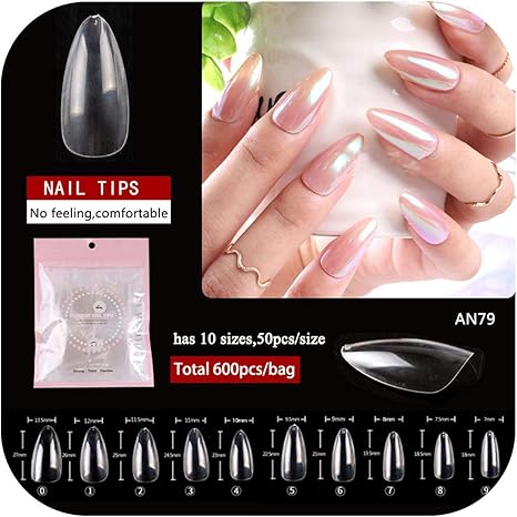 Amazon 偽ネイル1バッグ ロット最新デザイン500ピース透明ロングスタイルフラット偽ネイルチップ台形フルカバーヒントネイルアートのヒント An79 Star Harbor Shapers ビューティー 通販