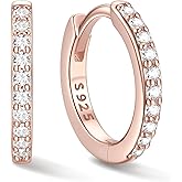 ChicSilver 925 Sterling Silver Huggie Earrings for Women 14K Gold Plated Silver Hoop Earrings for Women Hypoallergenic Small Cubic Zirconia Huggie Earring (6/8/10/12/14/16/18/20mm)