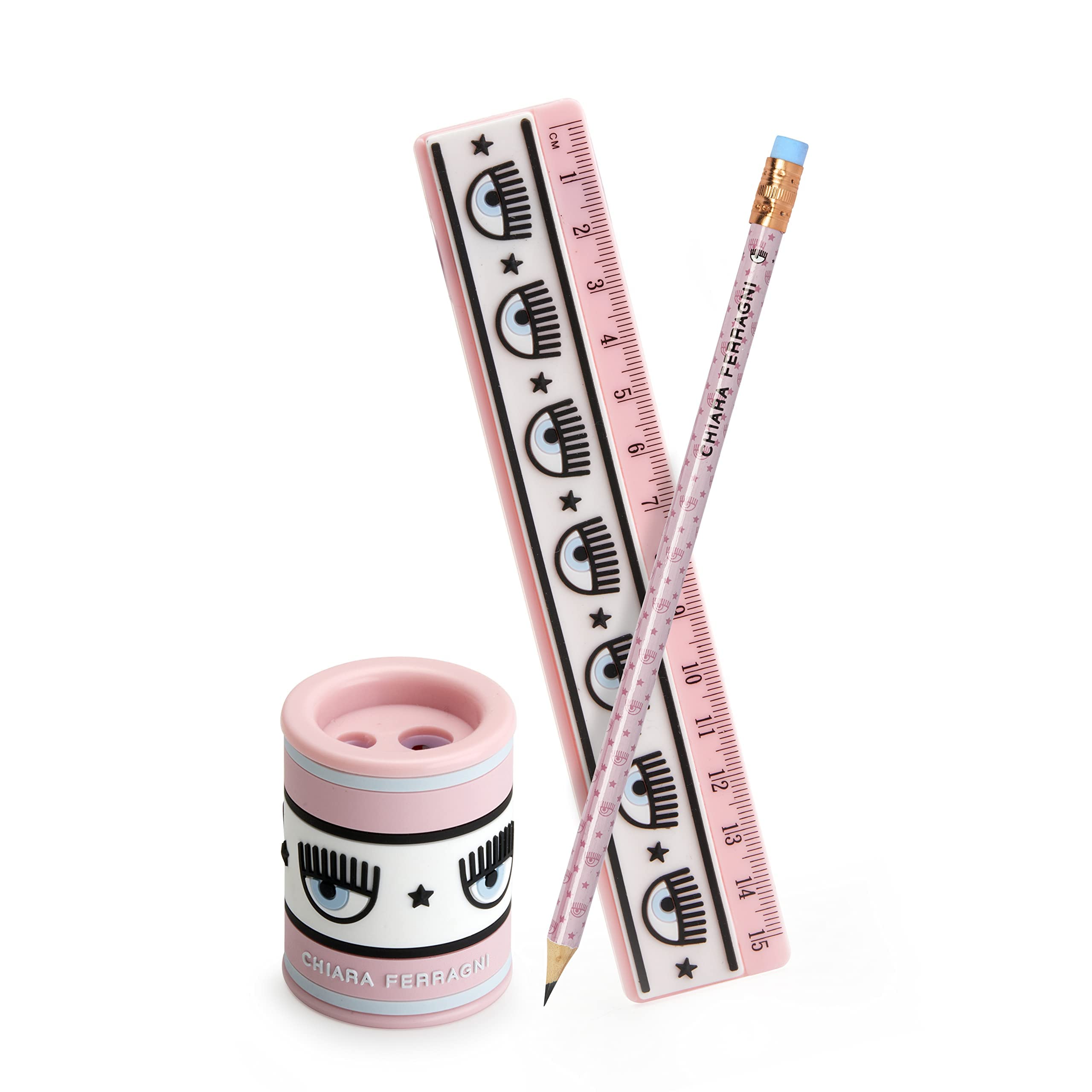 Pigna Set Ruler + Sharpener + Pencil, Ferragni x Pinecone, 023215400, Pink