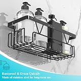KEGII Hanging Shower Caddy Over Door Rack Black Stainless Steel view 4