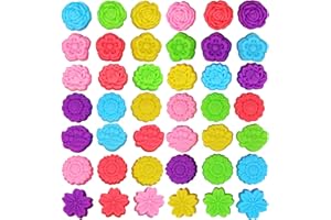 42pcs Reusable Silicone Baking Cups, 7 Styles Flower Shaped Silicone Molds Cases Non-Stick Mini Cupcake & Muffin Liners for B