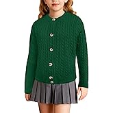 Girls Cable Knit Sweater Cardigans Kids School Uniform Long Sleeve Button Down Fall Jackets for Girl 5-14 Years