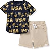Burt's Bees Baby Boys Shirt and Pant Set, Top & Shorts Outfit Bundle, 100% Organic Cotton