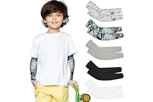 Mlurcu Baseball Arm Sleeves for Kids 5 Pairs UV Sun Protection Cooling Compression Sleeves to Cover Arms for Boys Girls