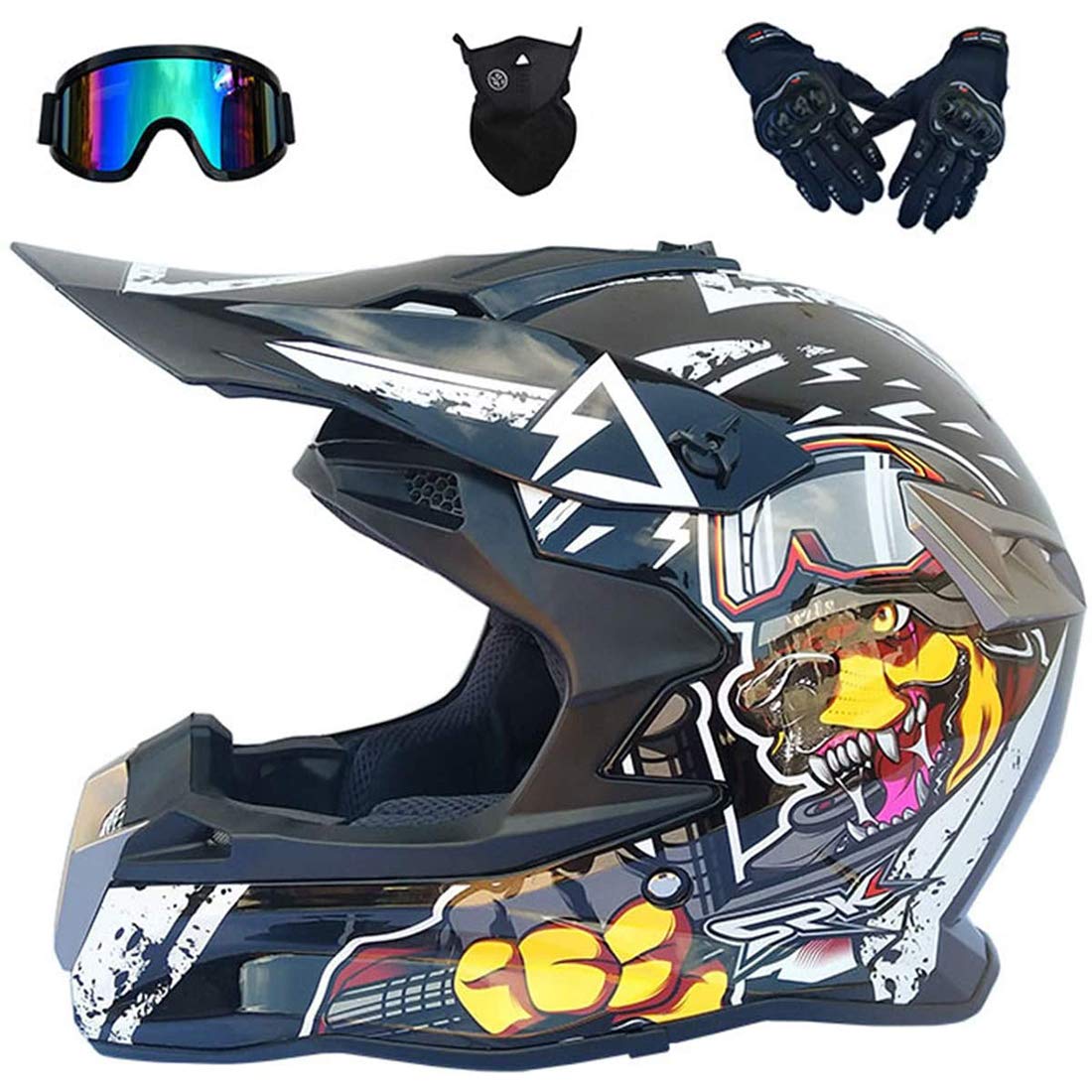 KIMO BRO Kinder Crosshelm Helm Sport Mat-Red