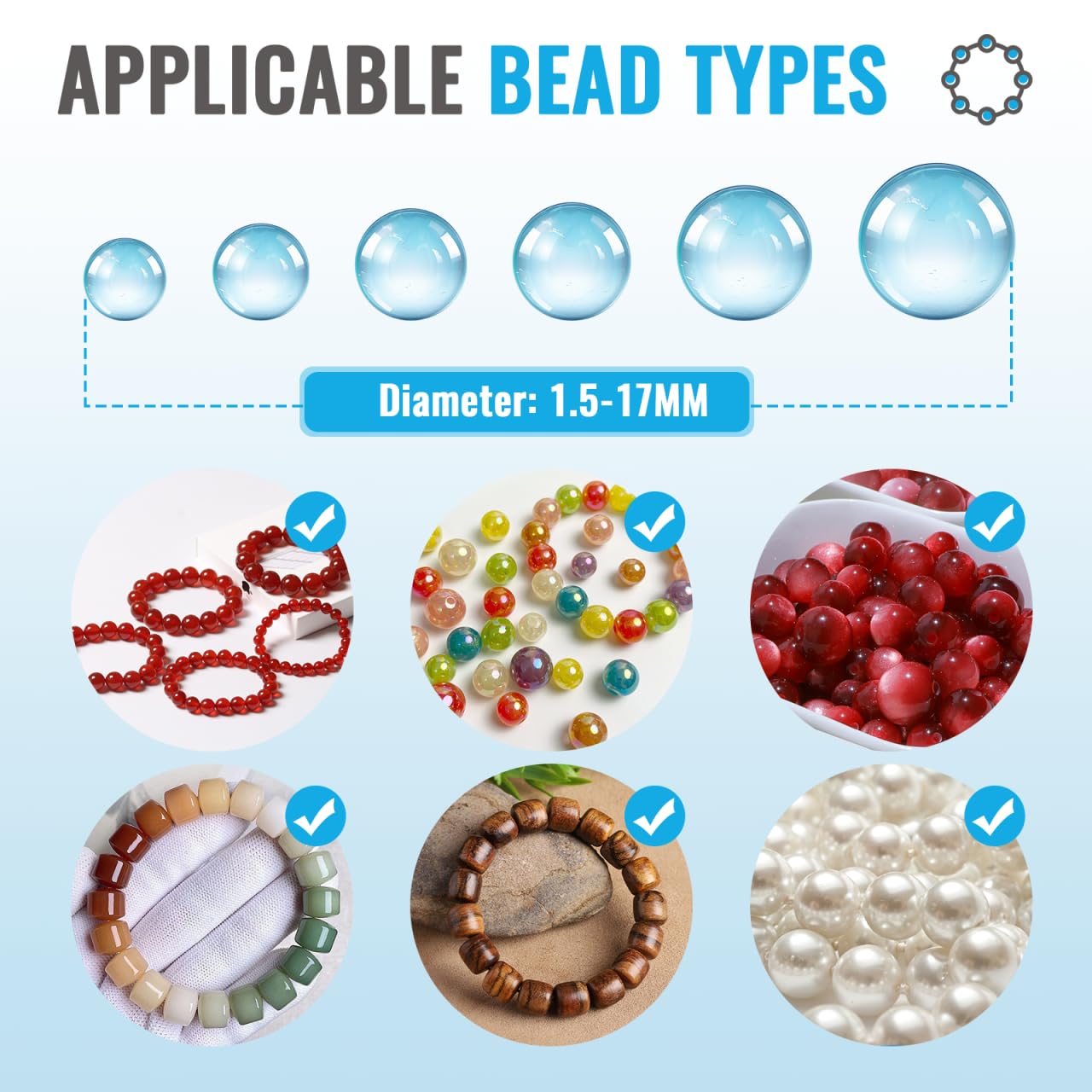 Electric Bead Spinner Stainless Steel Beading Machine for 1.5-17MM Beads 2 Channels Electric Bracelet Spinner Bead Spinner for Jewelry Making Speed Adjustable with Spinner Needles