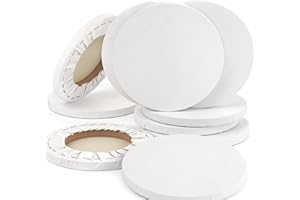 RHBLME 18PCS Round Stretched Canvas, 4 Inch Diameter, Round Blank White Canvas Boards, 100% Cotton, Professional Stretched Circle Canvas Board Used for Crafts, Oil Painting, and More