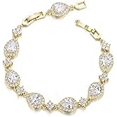 EVER FAITH Wedding Bridal Bracelets for Brides Bridesmaids, Gorgeous Cubic Zirconia Classic Teardrop Tennis Braceletss for Women Jewelry