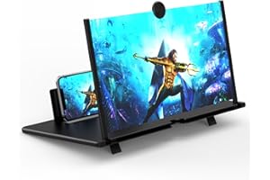 FIRJUTY 18" Screen Magnifier for Cell Phone ， 3D HD Magnifying Projector Screen Enlarger Expanders for Movies, Videos and Gaming ， Foldable Phone Stand with Screen Amplifier，Compatible with All Smartphones