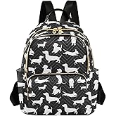 Mini Backpack Purse for Women Lightweight Girls Small Size Dachshund Dog Cartoon Black School Teens College Traveling