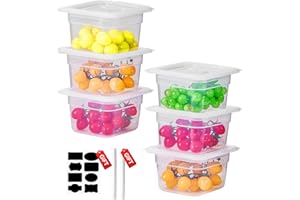 SVKLHY 1/6 Size&4 Inch Translucent NSF Food Pan: 9 PCS[Total Seal] [Hot&Cold Resistant] Food Storage Containers with Lids, Topping Salad Bar Container (BPA-FREE)