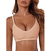 Verdusa Women's Scoop Neck Spaghetti Strap Seamless Bra Top Crop Bralette