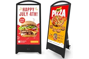 JPIYEIC 43" Outdoor Portable Digital Signage Displays, 1200WH Rechargeable Battery Working 10-15 Hours,2000nits High Brightness LCD Touch Screen Advertising Display, IP65 Waterproof, Android 11