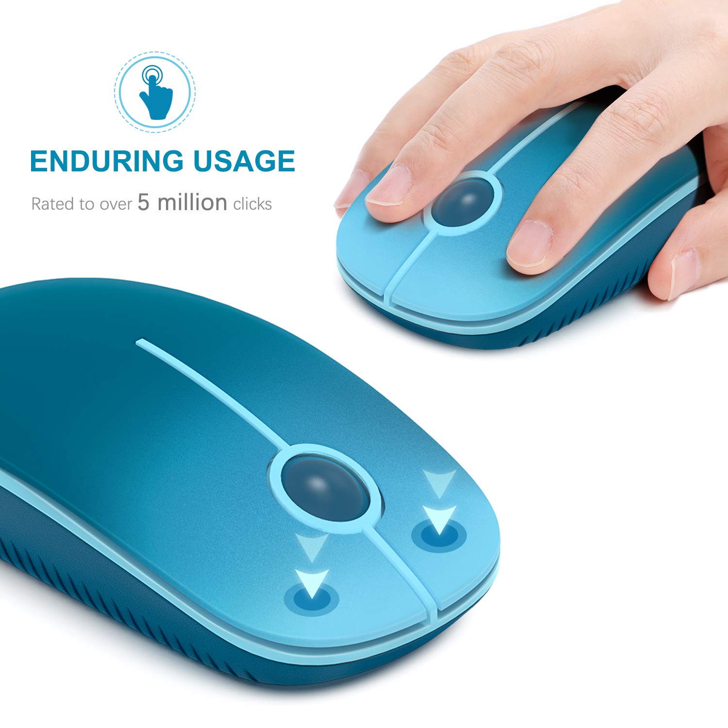 VssoPlor Wireless Mouse, 2.4G Slim Portable Computer Mice with Nano Receiver Quiet Silent Optical Laptop Mouse for Notebook, PC, Laptop, Computer-Gradient Blue