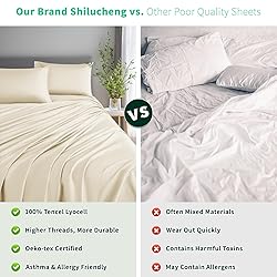 Shilucheng Tencel Sheets 4 Piece, 100% Eucalyptus