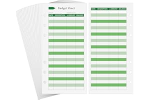 Ndsox 60PCS Expense Tracker Budget Sheets for A6 Budget Binder, A6 6-Holes Budget Sheets for Cash Budgeting, Budget Planner Inserts Paper Refill Accessories for Ledger Book Money Wallet, Green