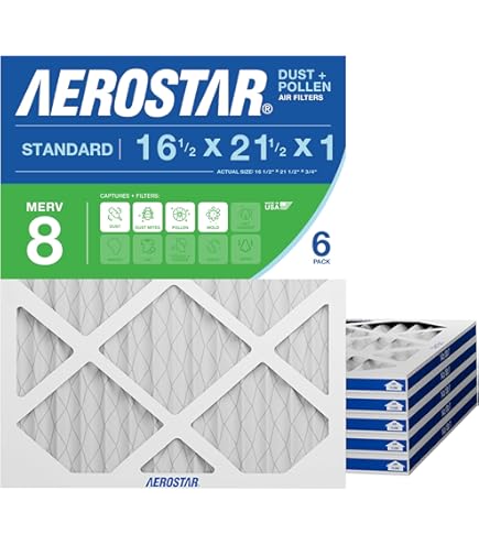 Aerostar 13x21 1/2x1 MERV 8 High Efficiency Pleated Air Filter, 6