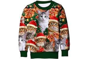 UNICOMIDEA Boys Girls Ugly Christmas Sweater Kids 3D Printed Xmas Fleece Pullover Jumpers Crewneck Tee Shirts 6-16T