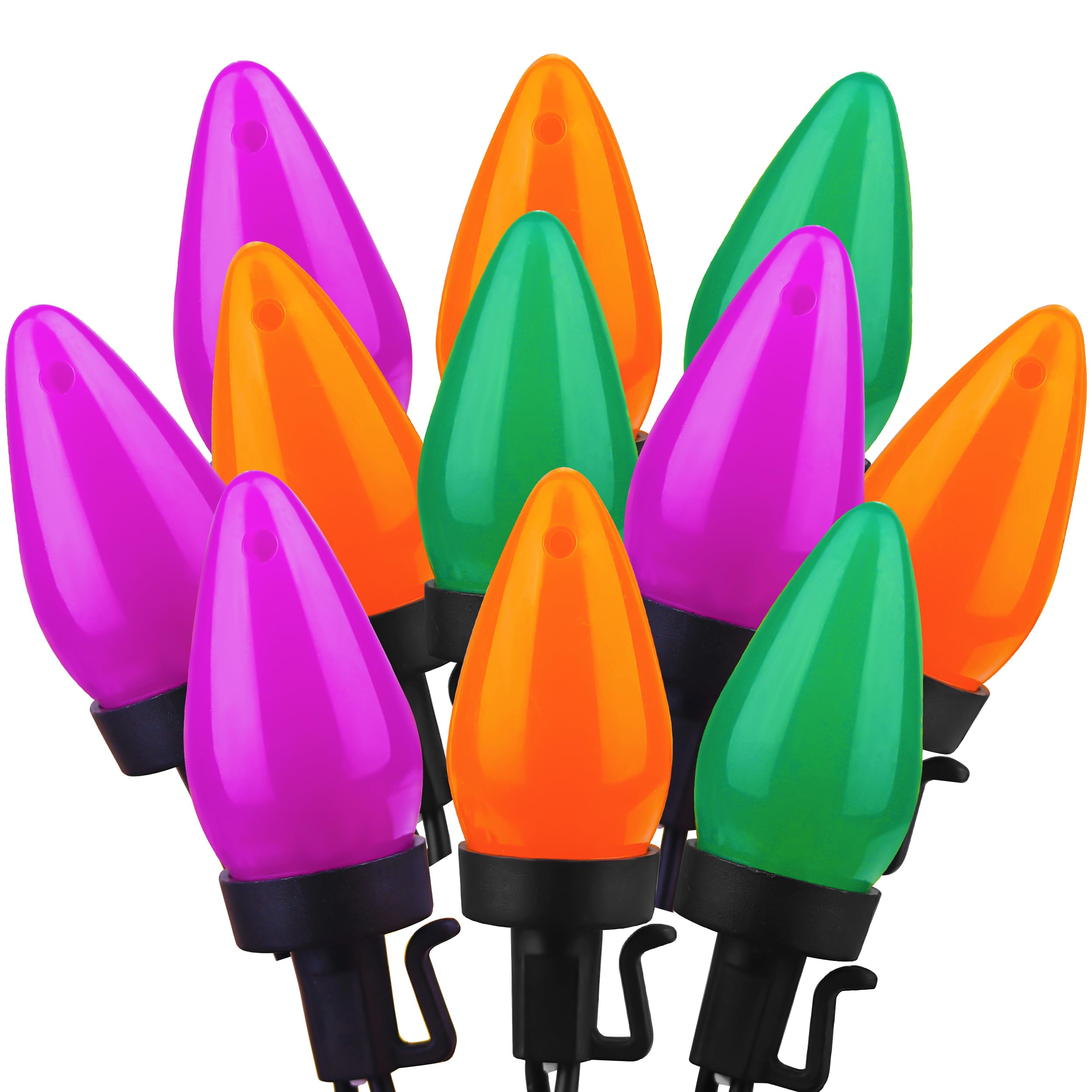 Photo 1 of HAYATA C7 Big Bulbs Classic Halloween Lights 50 LED 24ft Strawberry Purple&Orange&Green String Light - Fairy Lighting for Outdoor, Indoor, Garden, Yard, Party, Home, Wreath, Garland,Decorations