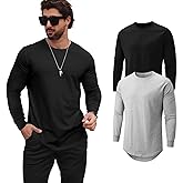 Mancozy Mens T Shirts Casual Hipster Hip Hop Longline Crewneck Tee Shirts