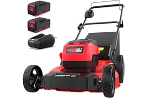 PowerSmart 40V 21" Cordless Lawn Mower, Up to 1/4 Acre, 2 x 40V 4.0Ah Batteries and a Charger Included, 6-Position Height Adjustment