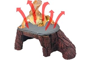 GXSDJ Bearded Dragon Basking Platform, Leopard Gecko Humid Hide, Reptile Hide Cave with Heat Storage Slate Stone, Crested Gecko Basking Rock, Hideout for Turtle Ball Pythons Lizard Snake Style C
