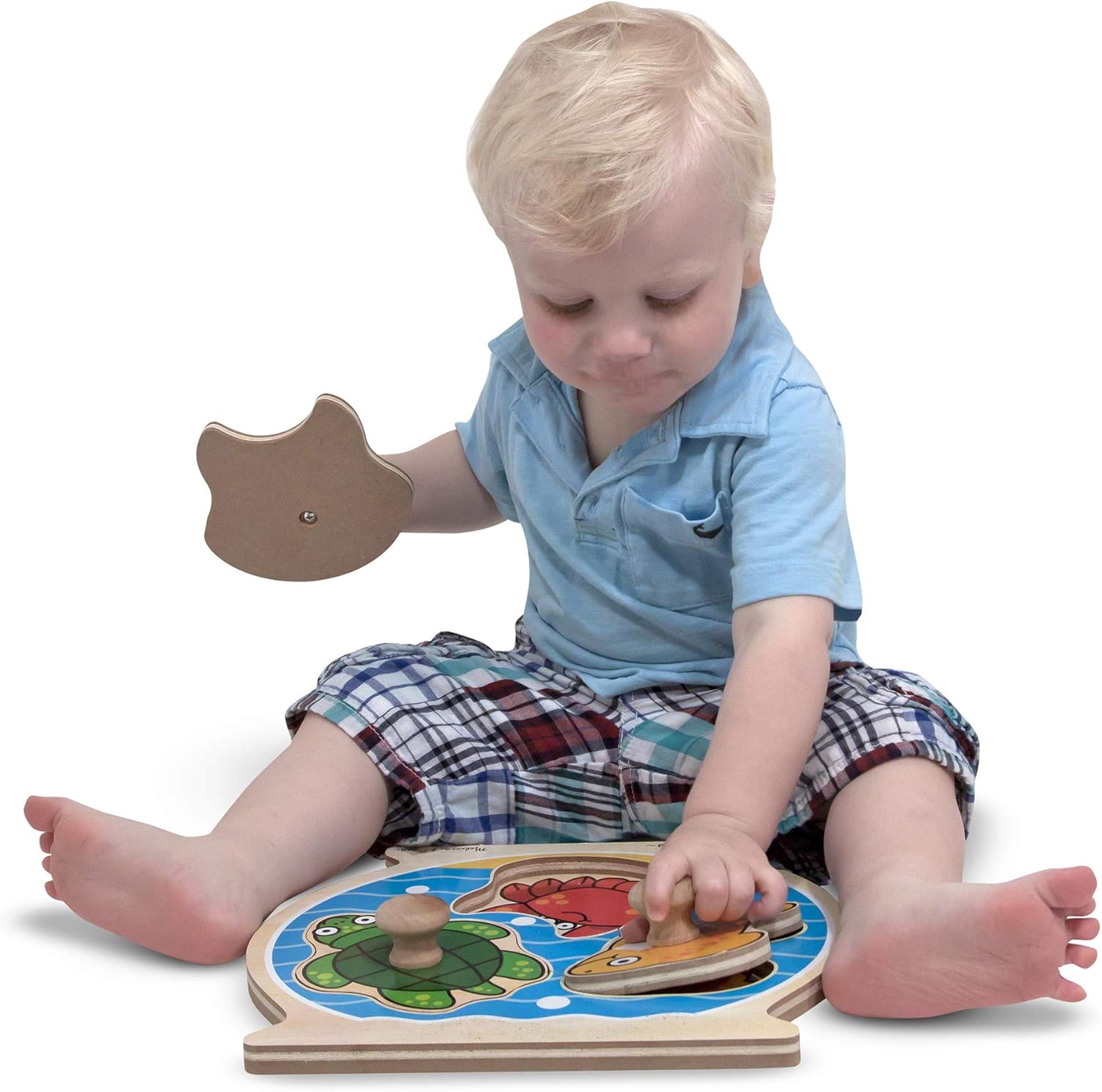 Melissa & Doug Animals Jumbo Knob Wooden Puzzles Set - Fish and Pets: Toys & Games